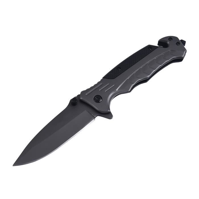 Couteau de Poche Pliant,Couteau Multifonction,Lame Acier Inoxydable,Bouton à Dégagement Rapide,pour Camping Chasse et Randonnée