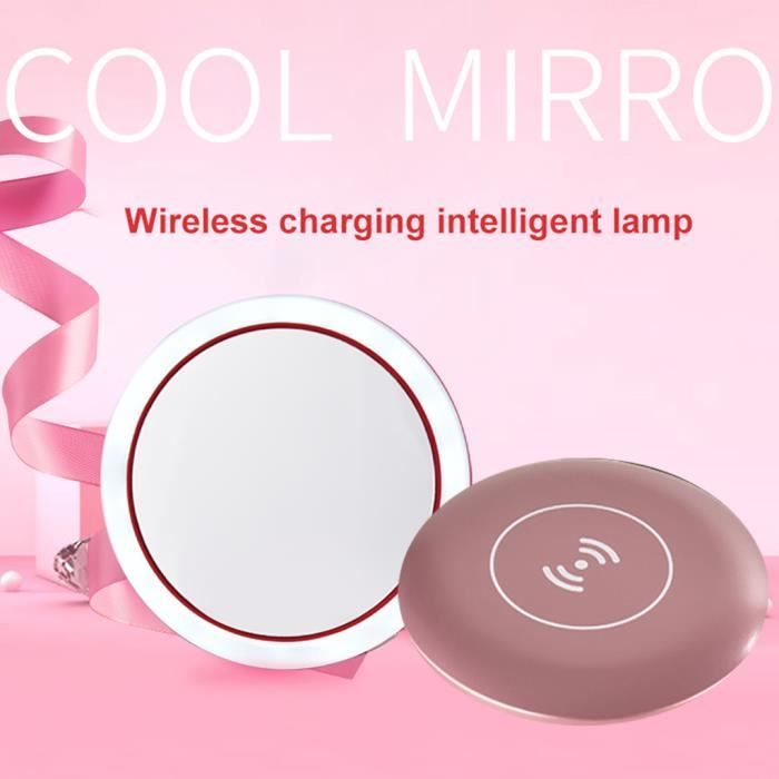 Miroir de maquillage à LED avec chargement sans fil USB 3 modes de lumière réglable portable LQB839