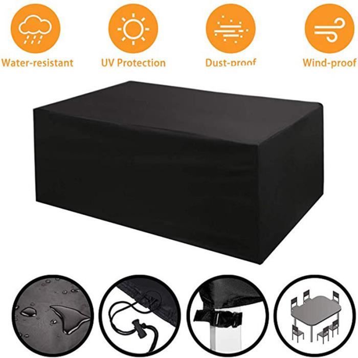 Housse de protection table de jardin étanche Housse Meuble Bâche polyester 420D - 242*162*100CM