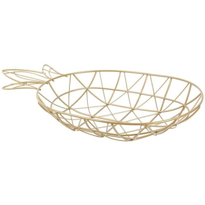 The Home Deco Factory KA2843 Corbeille à fruits Ananas Doré Métal filaire H4,5x20x35cm