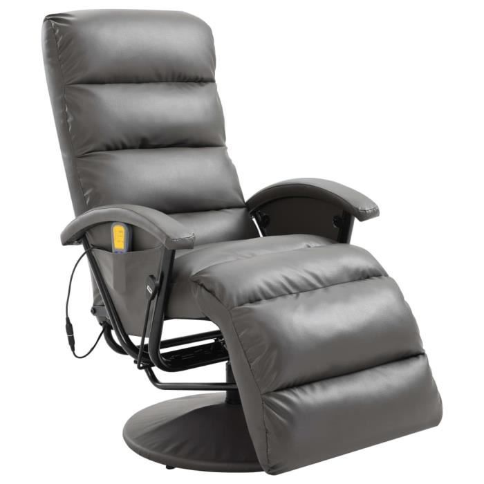 Fauteuil de massage électrique Fauteuil relax TV Gris Similicuir