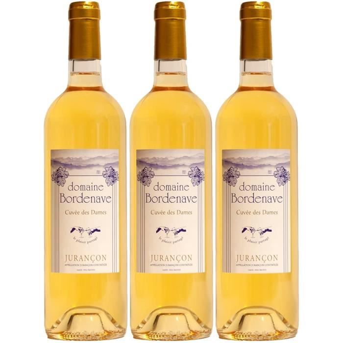 Jurançon Moelleux Cuvée des Dames Blanc 2017 - - Vin Doux AOC Blanc du Sud-Ouest - Lot de 3x75cl - Cépage Petit Manseng - 94 Wine En