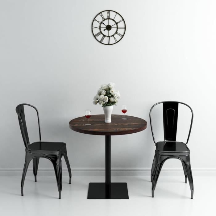 ZOE© Table de bar Décor Table de jardin - Table haute MDF et acier Rond 80 x 75 cm Frêne foncé ♕65371