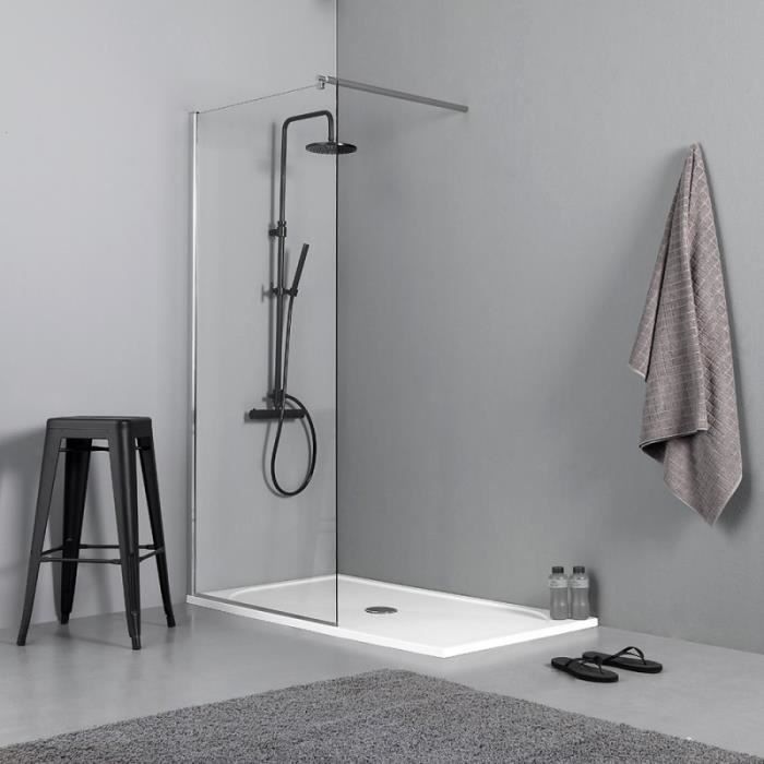 PAROI POUR DOUCHE À L'ITALIENNE WALK-IN 90 CM POUR RECEVEUR DE DOUCHE OU A FIL DE SOL
