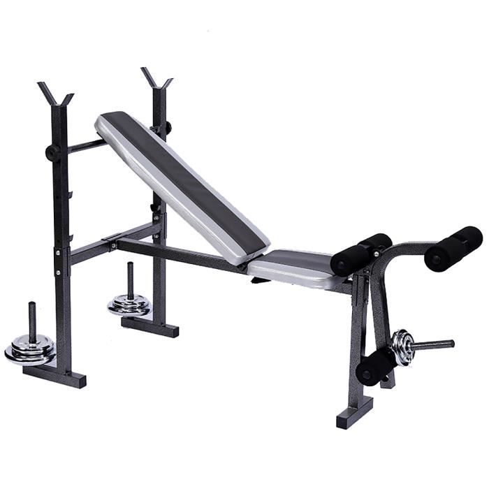 Banc de Musculation Multifonction Mixte Avec Support de Barres Haltères Rack Fitness Training Gym Charge MAX 130KG