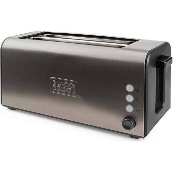 BLACK+DECKER BXTO1500E - Grille-pain 1500W, 2 fentes Extra larges, 3 fonctions, 7 grills, fonction STOP, ramasse-miettes, Inox