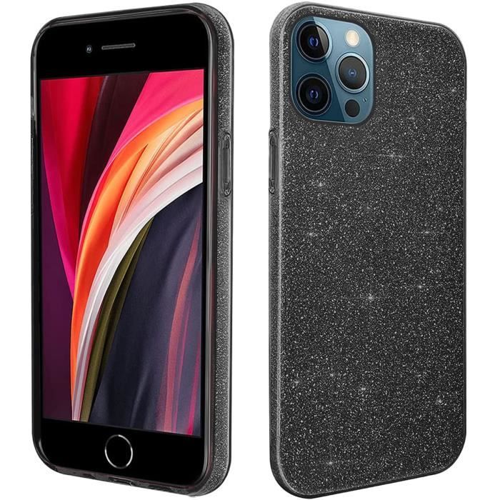 Coque iPhone 13 Pro Paillette Antichoc Protection Etui iPhone 13 Pro Max Glitter Anti-Rayures Case Noir APC STORE®