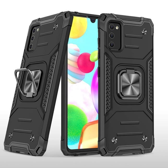 Case Samsung Galaxy A41 Coque Boîtier Anneau Titulaire Protecteur en métal RigiPC + Soft TPU Anti-Chute Housse Fingerprint MagneG