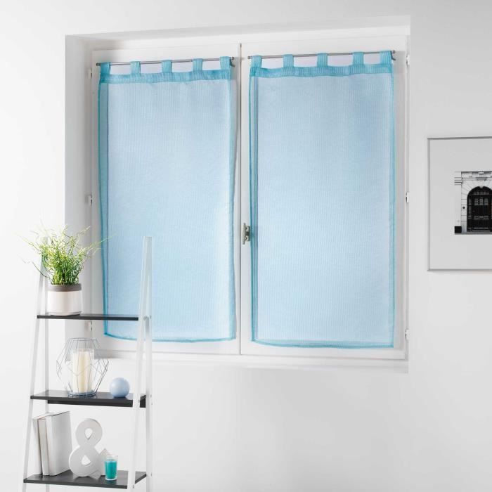 CDaffaires Paire droite passants 2 x 60 x 160 cm voile sable rayures pointille Ciel