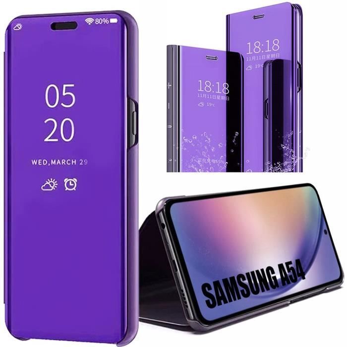 Coque pour Samsung Galaxy A54 Violet Intégrale Anti-Rayure Anti-Choc Effet Miroir Elégante Réflex Miroir