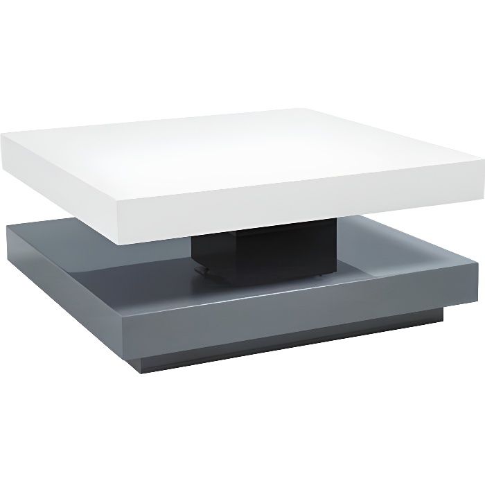 FANOL - Table basse style moderne - 35x75x75 - MDF laqué - Forme carrée - Table à café - Gris-Blanc