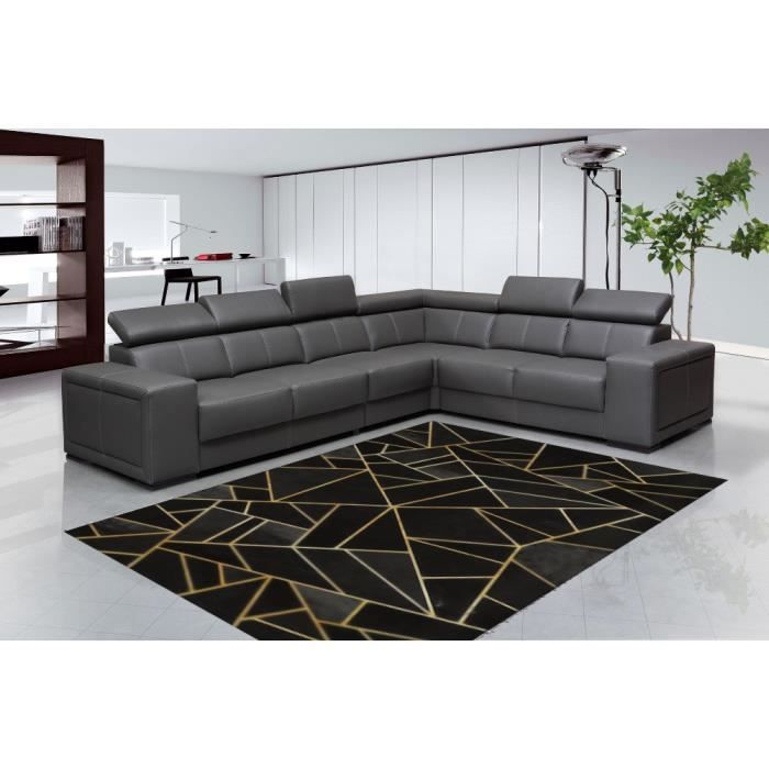 Tapis de salon Moderne Noir / Jaune Doré 200x300cm