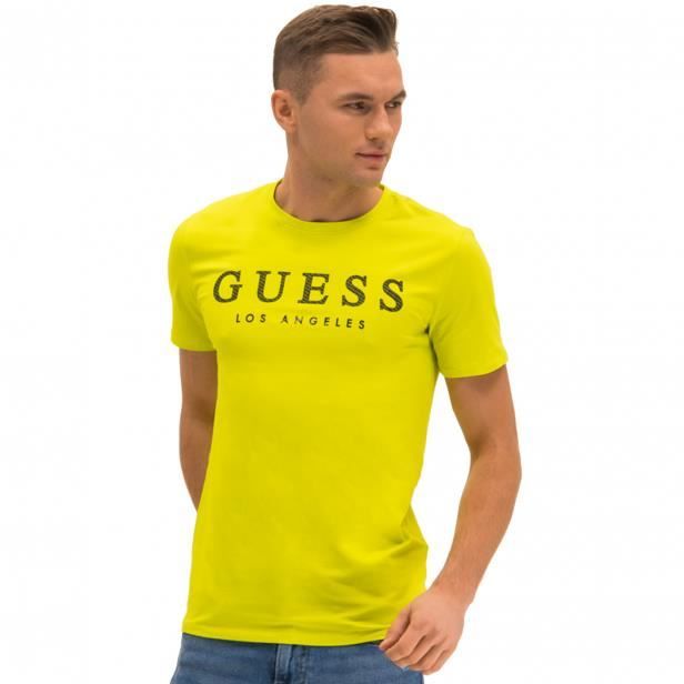 Tee shirt homme Guess jaune M01I54