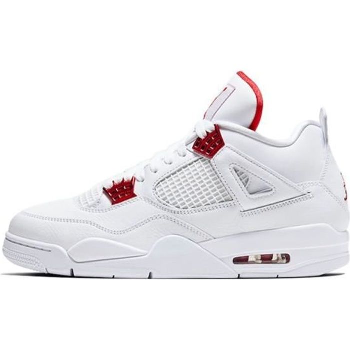 Airs Jordans 4 Retro Metallic Red Chaussures de Basket AJ4 Femme Homme Pas Cher Blanche