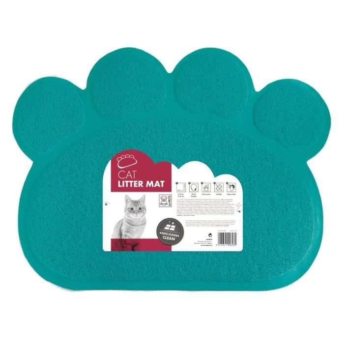 MPETS Tapis sortie maison de toilette Paw - Pour chat - 60x45cm - Bleu