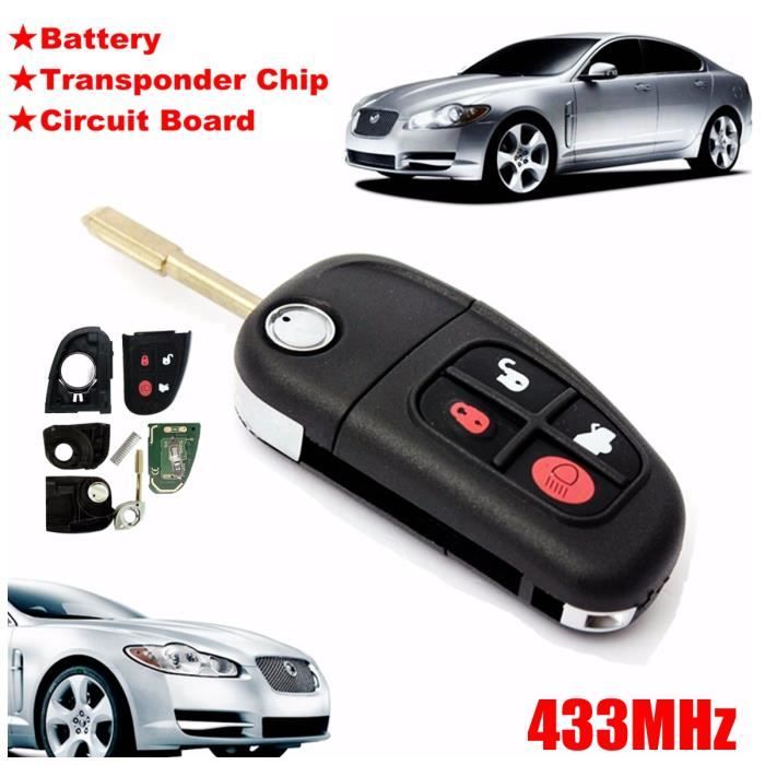 U 4 Boutons Coque Clé Télécommande 433MH Pr JAGUAR X Type / S / type XJ +Pile