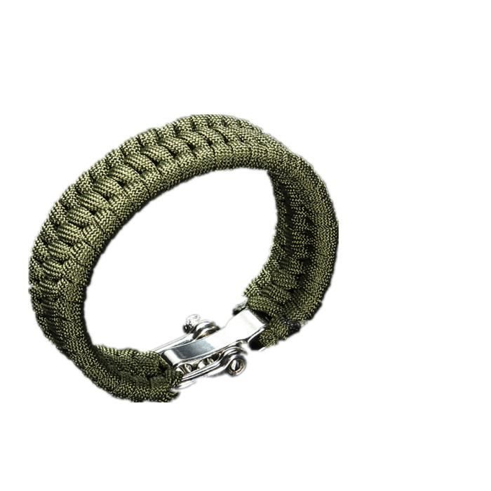 9 Couleurs Bracelet Réglable 8 Pouces Paracord Parachute Tressage Boucle Acier Vert