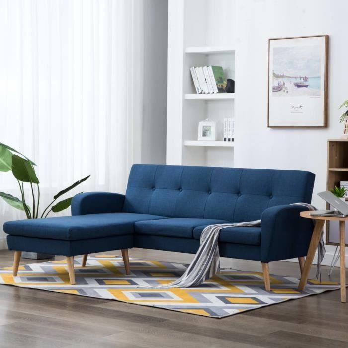 Canapé d'angle Banquette SOFA - DIVAN Canapé droit Confortable Contemporain salon Revêtement en tissu 186x136x79 cm Bleu