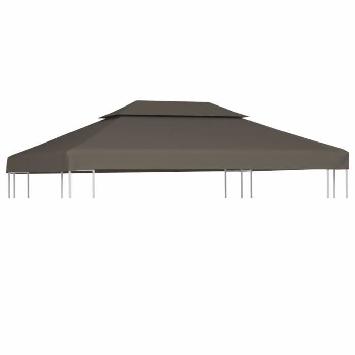 Toile supérieure de belvédère Toile de Rechange 2 niveaux 310 g/m² 4x3 m Taupe