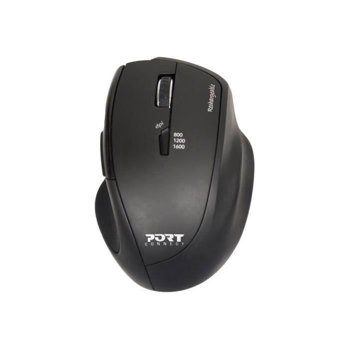 PORT Designs Souris sans fil rechargeable PRO 900708 - USB - Noir