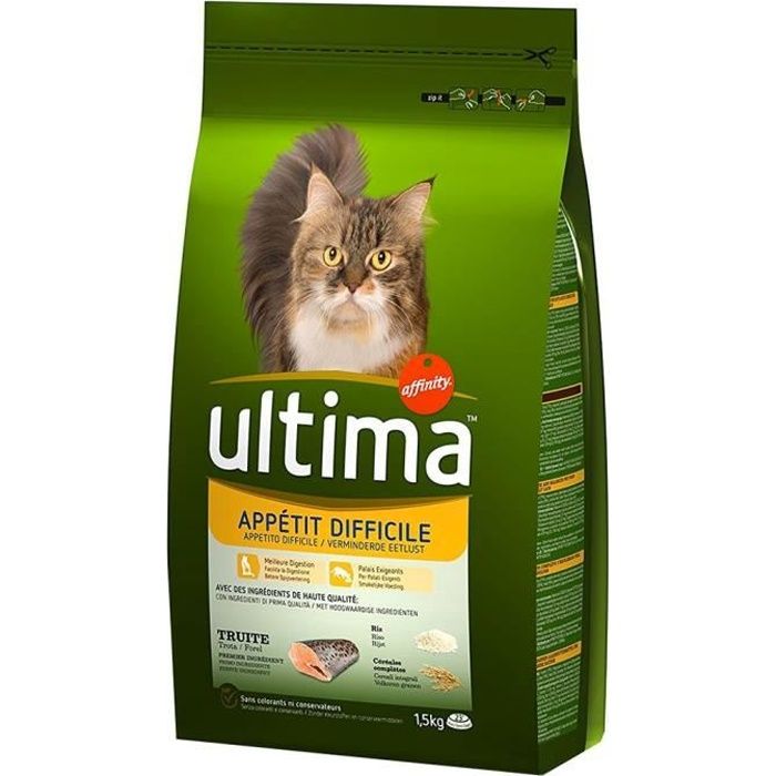 Ultima Croquettes Chat Appétit Difficile Truite 1,5Kg (lot de 3)