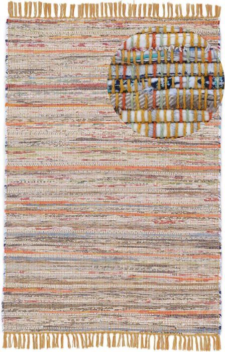 Tapis Tissé À Plat Kilim Chindi Jaune 120X170 Cm | Tapis Moderne Pour Le Salon Et La Chambre À