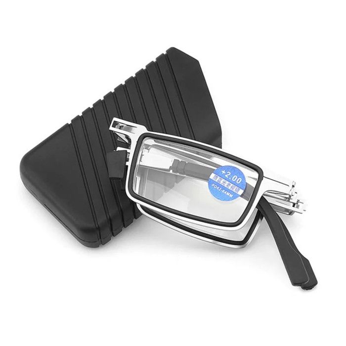 Lunettes De Lecture Pliables En Acier Inoxydable Avec Étui Rigide - Mini Lunettes Bleues