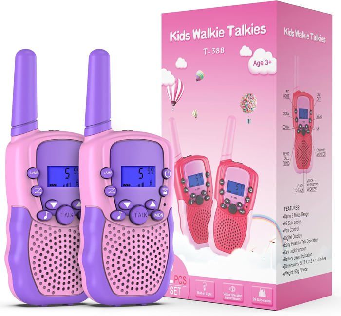Radio Communication 3 Km Lot De 3 Talkies-walkies Enfants - Portée 3 Km - 8 Canaux - Lampe LED Incluse Radio 2 Voies Enfants