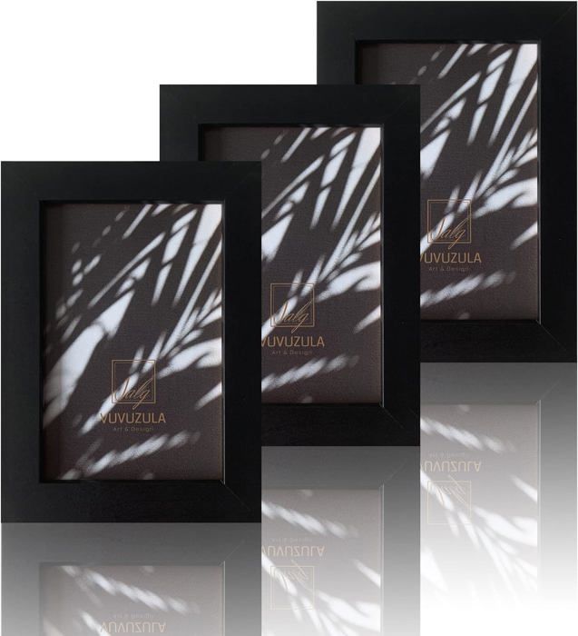 Cadre Photo Bois Noir Mat FRAMO - Largeur 43 Cm, Hauteur Réglable 10 à 150 Cm, Avec Verre Acrylique