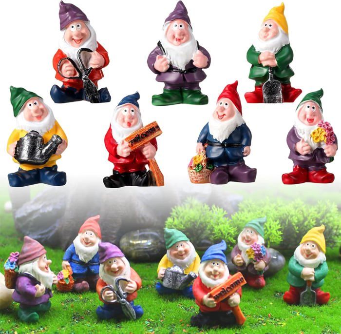 Nain De Jardin Extérieur, Figurine De Gnomes 7 Pièces, Mini Statue De