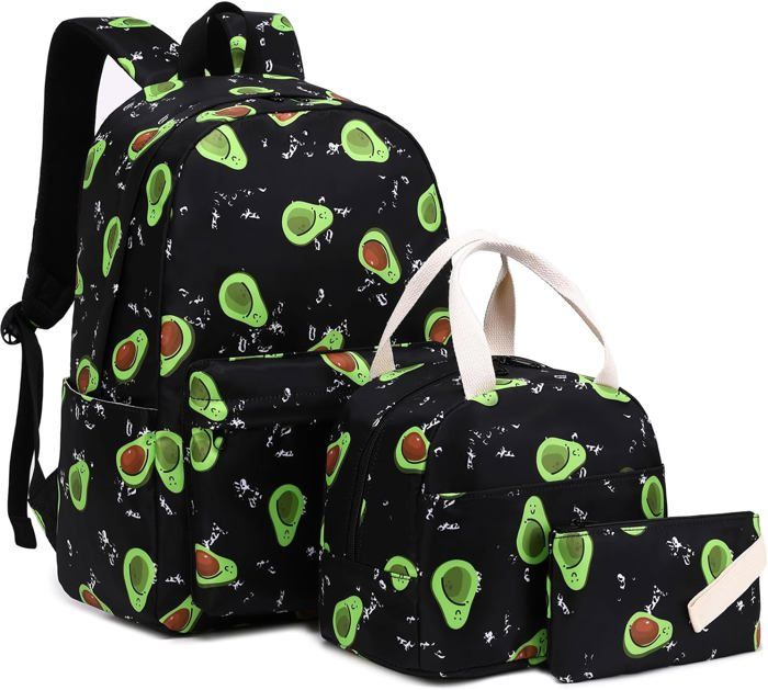 Sac à Dos Collège Lycée Ado Fille Garçon – 14" Ordinateur, Anti-vol, Léger Nylon – Noir Élégant Scolaire Étudiant