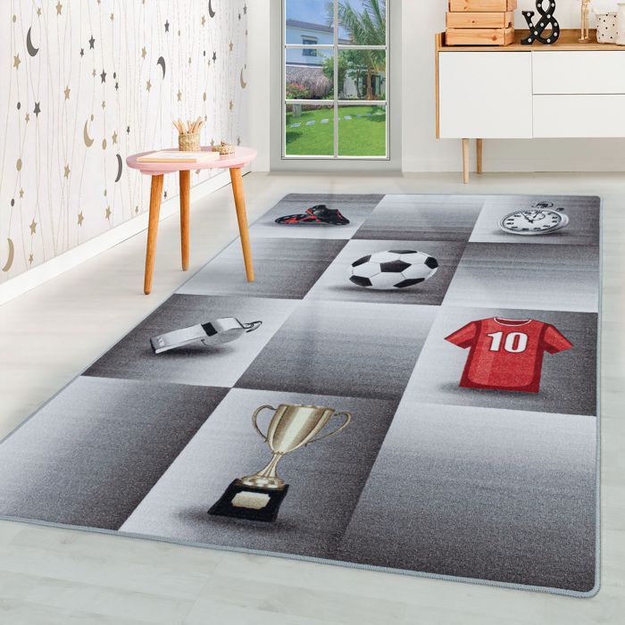Paco Home Tapis De Jeux Enfant Football - Vert - 100x200 Cm - Idéal Chambre Garçon