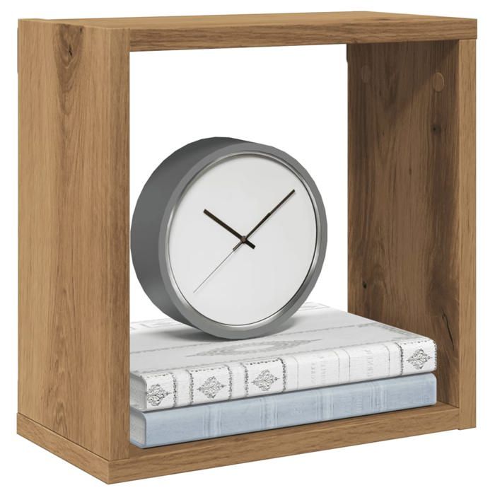 vidaXL Étagères cube murales 2 pcs chêne artisanal bois ingénierie stockage en forme de cube organisateur en forme de 856579