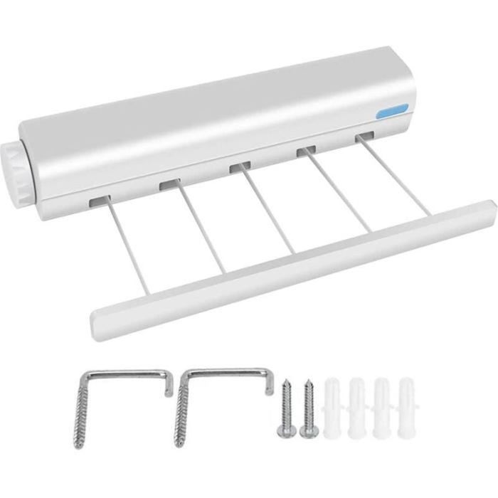 Corde à Linge Rétractable - JORMFTTE - Portable Murale - Usage IntérieurExtérieur - 5 Fils - Compacte