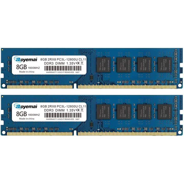 Kit RAM 16 Go (2x8Go) DDR3L 1600 MHz PC3L-12800 Pour PC Fixe – Neuf Sous Blister
