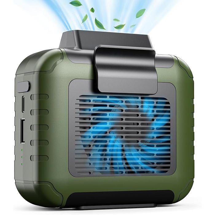Yeedie Mini ventilateur de taille portable rechargeable avec 23H de temps de travail 6200 RPM StRong Air Flow 3 niveaux VENTILATEUR - Jade Dragon