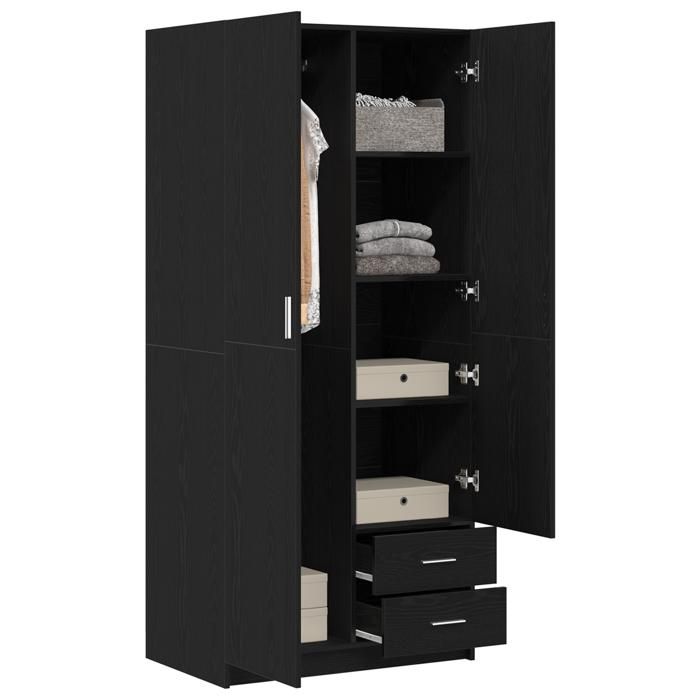 Elégant Armoire Armoire de couloir/Chambre - chêne noir - 80x52x180 cm - bois dingénierie &7129406