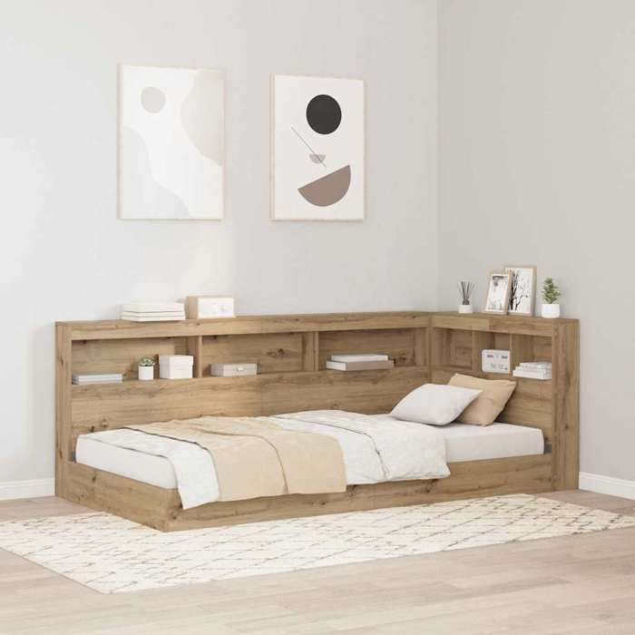 (ON SALE)Panneau de tête pour lit - Tête de lit de rangement avec étagère - chêne artisanal - 100 cm EU889326