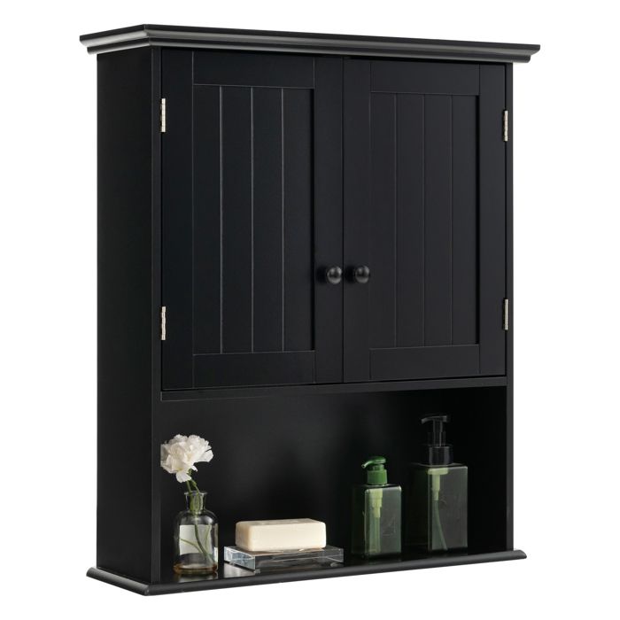GIANTEX - Armoire Murale de Salle de Bain - Étagère Réglable - Compartiment Ouvertes - Porte - 60x20x70 5 cm - Salon Cuisine -