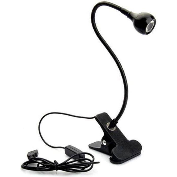 Lampe de chevet - Bureau détude - Clip PC - Noir - LED