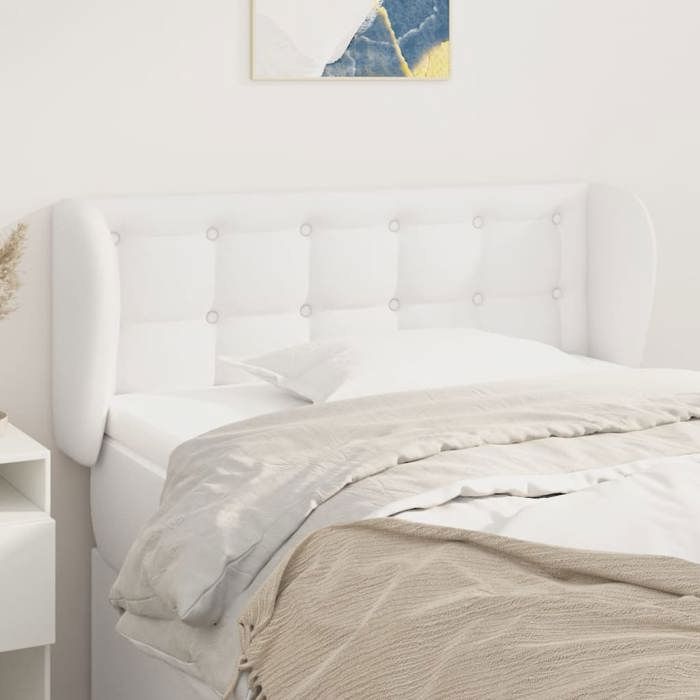Tête de lit - vidaXL - Blanc - Similicuir - Hauteur réglable - Pieds en bois