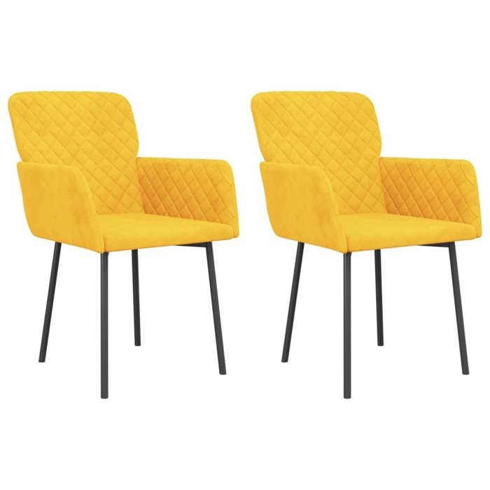 “Winter SaleTOP Chaise de cuisine Jaune - Chaises à manger lot de 2 Jaune Velours PRO73037