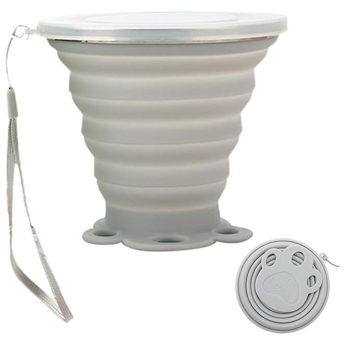 Gobelet de voyage pliable en silicone 270 ml avec couvercle compact portable pour camping randonnée voyage