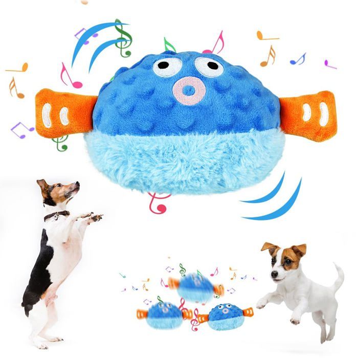 Jouet chien interactif dauphin - 1 pièce bleu balle rebondissante peluche lavable - Convient pour animaux de compagni Étiquette