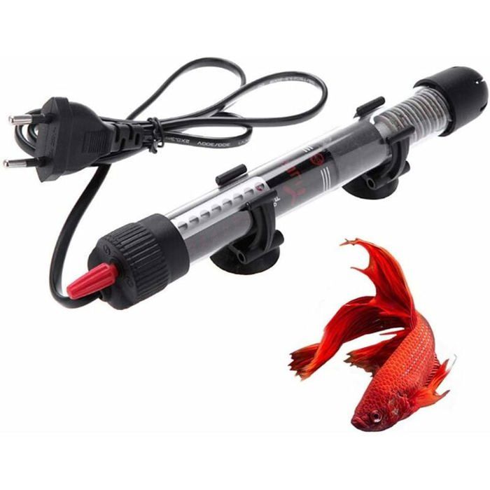 Chauffage daquarium submersible - MICH - 50W - Réglable 20°-34° - Voyant lumineux - Ventouses - Pour eau douce et mer