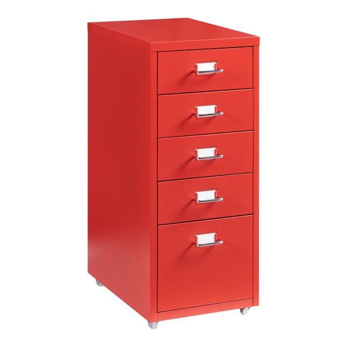 Caisson de bureau - HELLOSHOP26 - Armoire à roulettes - 5 tiroirs - Métal - Rouge Caisson de bureau - HELLOSHOP26 - Armoire à roulettes - 5 tiroirs - Métal - Rouge
