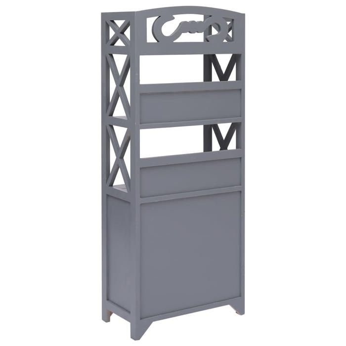 Gris - LEMON® Armoire de salle de bain - grand stockage - MEUBLE WC - Gris - 46x24x116cm - Bois de Paulownia 278 - Soldes