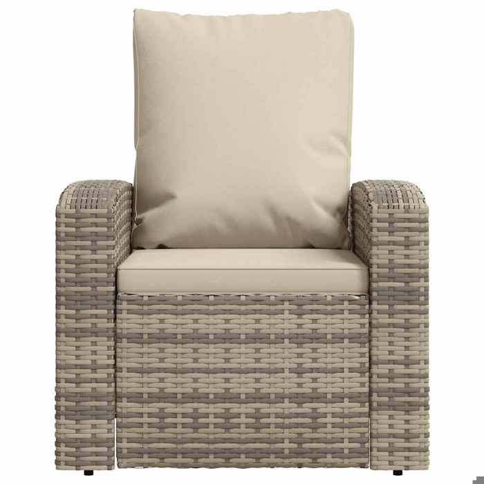 Brun Meuble dextérieur/Chaise à Manger - SARAZYJ - (1 pcs) Fauteuil inclinable de jardin - avec coussins marron clair rotin 74x805
