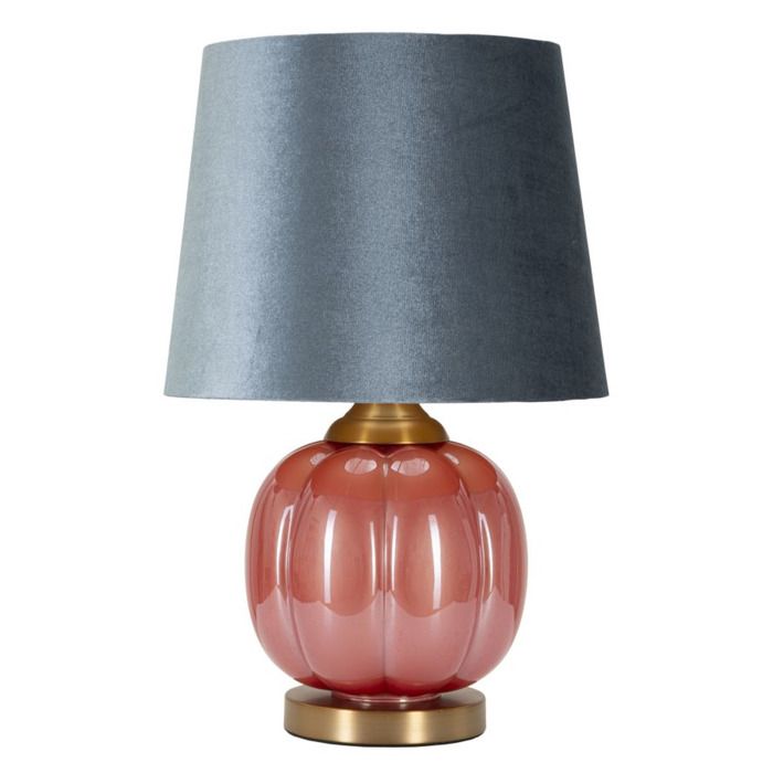 Lampe de table Helene Ball en verre rouge et bleu avec abat-jour en tissu - Réf. VK8681847407850