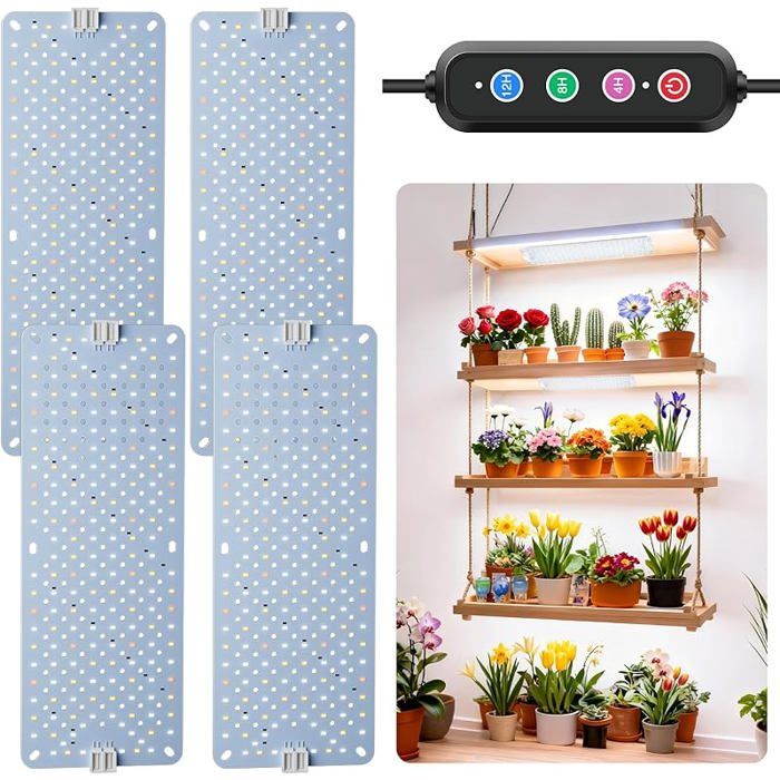 Lampe Horticole LED 4 Pack Spectre Complet 40W 768 LEDs pour Pntes Intérieur avec Minuterie Auto 4/8/12H 4 Pack